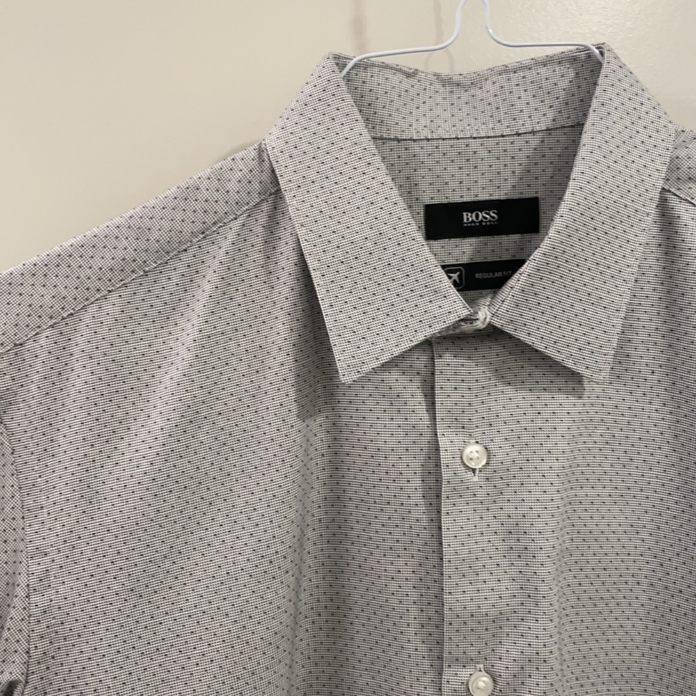 NWOT Hugo Boss Grey Printed Dress Shirt